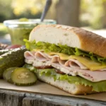 Jimmy John’s pickle sandwich recipe close-up with turkey and cheese