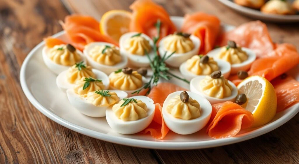 Smoked Salmon with Deviled Eggs