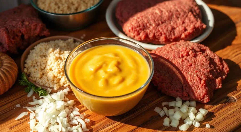 Close-up of a golden-brown meatloaf topped with a shiny glaze.