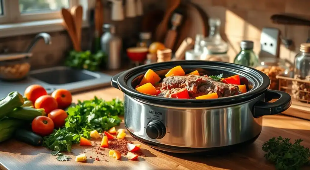 Quick and easy slow cooker recipe for a nutritious family meal.