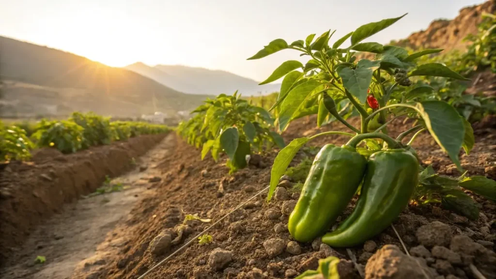 Hatch chiles growing in Hatch Valley soil