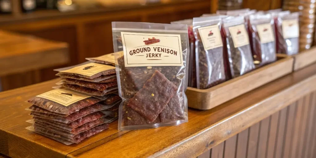 Vacuum-sealed ground venison jerky storage